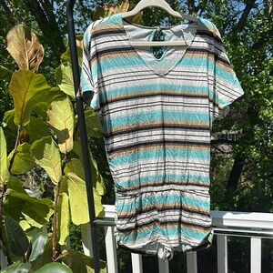 Striped V-Neck Short Sleeve Romper